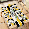 Table Runner and Placemats Set of 6, Abstract Geometric | Yellow Black Grey Art by ArtSocket