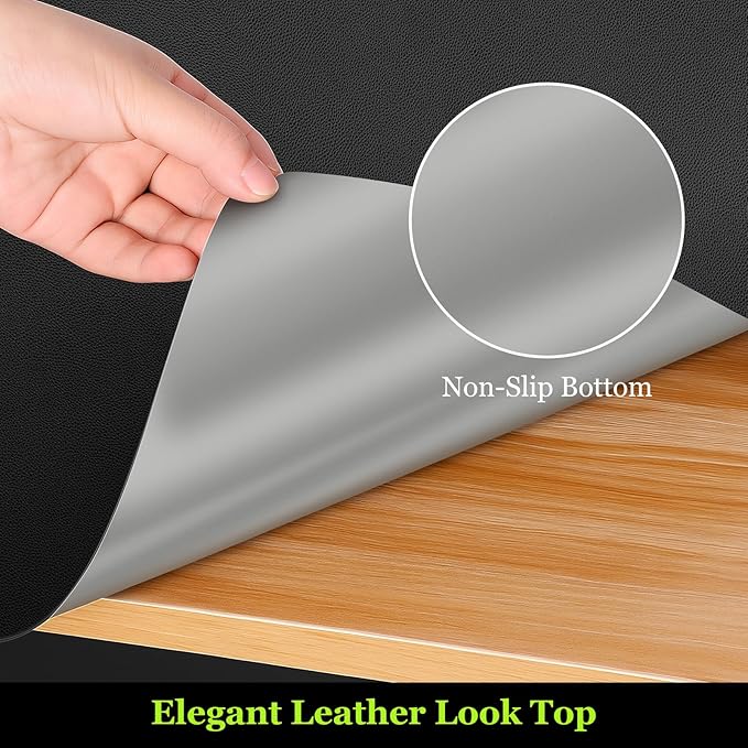 Warmstar Leather Table Cover 16 x48 Inch, 1.8MM Thick PVC Table Protector Waterproof, Desk Cover Protector Non-Slip Table Pad for Kitchen, Dresser, Gaming Desk,Dining Room Table