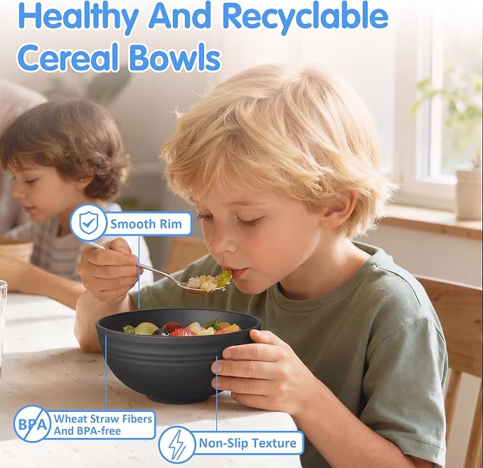 Quatish 10 PCS Unbreakable Cereal Bowls, Dishwasher & Microwave Safe Wheat - Image 5