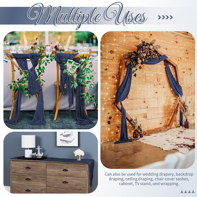 15 Pack Navy Blue Table Runners 17 x 108inch Cheesecloth Table Runner Boho - Image 5