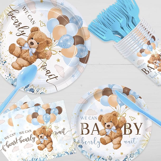 168pcs We Can Bearly Wait Bear Plates Napkins - Image 5