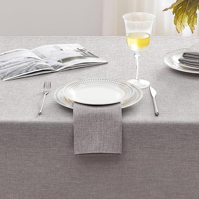 Softalker Large Outdoor Tablecloth Rectangular 104 x 60 Inch Gray Linen Textured Table cloth Stain and Wrinkle Resistant Table Cover for Spring,Easter,Summer,Party,Garden,Coffee Vintage Decor Tabletop