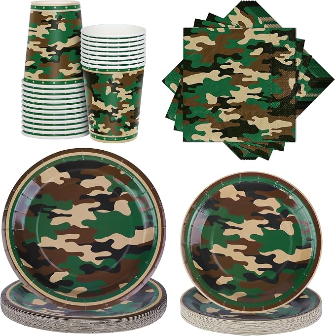 Kochorie 96 Pieces Camouflage Themed Party Supplies Disposable Camo Tableware by Kochorie