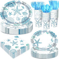 350 Pcs Ocean Seashell Party Decorations 12 in Summer Disposable Oval Plates by Pajean