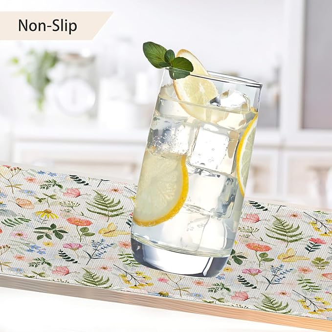 Cute Wildflower Placemats Set of 6,Herb Butterfly Floral Linen Washable Kitchen Dining Table Mats Heat Resistant Place Mats for Home Party Indoor Holiday 12x18 Inch