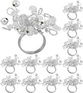 12 Pcs Decorative Beaded Napkin Rings - Elegant Napkin Ring Modern Cloth Napkin Holders for Table Kitchen Dinner Decor Party Wedding Special Occasion Everyday Use (Silver) - ALPHA Living HOME