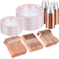 bUCLA 300PCS Rose Gold Plastic Dinnerware by BUCLA
