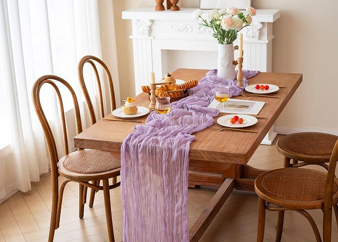 Lilac Cheesecloth Table Runner Wedding Baby Shower Home Boho Decor | 35x120 - Image 7