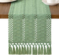 MLMW Boho Sage Green Table Runner Farmhouse Burlap Small Table Runner Dresser by MLMW