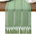 MLMW Boho Sage Green Table Runner Farmhouse Burlap Small Table Runner Dresser by MLMW