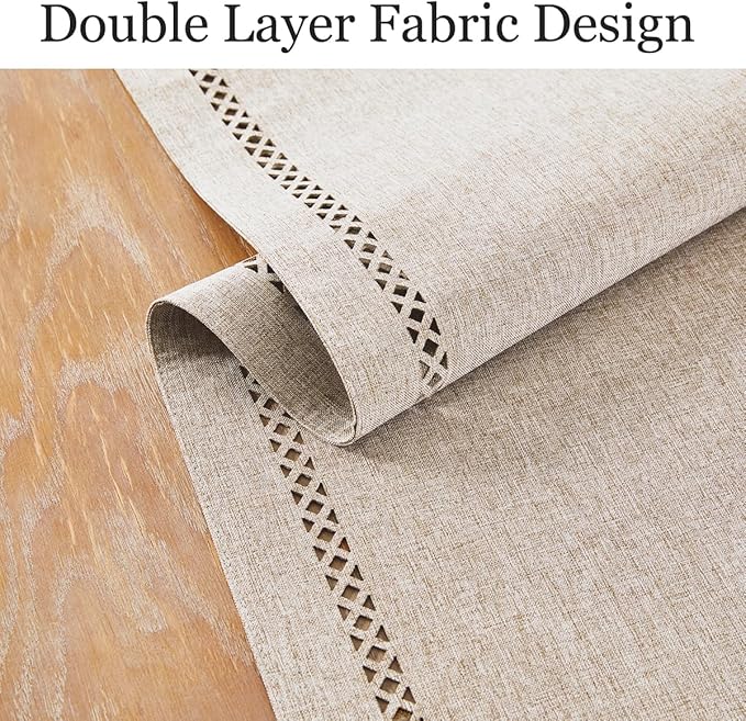 Rustic Burlap Table Runner, Coffee Table Runners 72 inches Long | Double Layer - Image 3