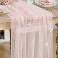 Artoid Mode Pink Flower Pearl Pink Gauze Table Runner 10FT, Seasonal Sheer by ArtoidMode