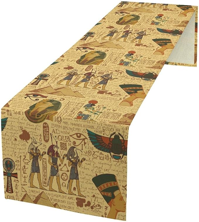Vintage Ancient Egypt Table Runner Old Egypt Hieroglyphics African Pharaoh by moderw