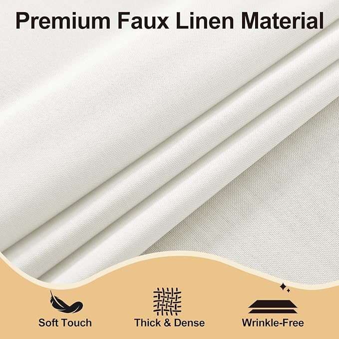 JIUZHEN Round Textured Table Cloth Linen Wrinkle Free Stain Resistant Farmhouse Decorative Circular Tablecloth for Kitchen, Dining, Party, Wedding, Outdoor Use (40 Inch Round,White)