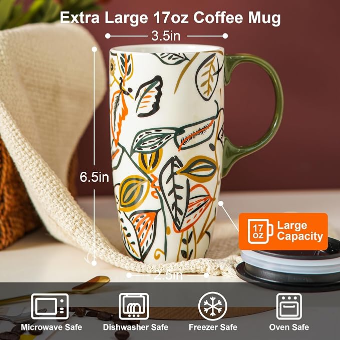 Topadorn 17oz Ceramic Travel Coffee Mug - Image 8