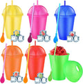 6 Set Slushie Cups with Dome Lids and Straws Detachable Spoon Straws Reusable by Unknown