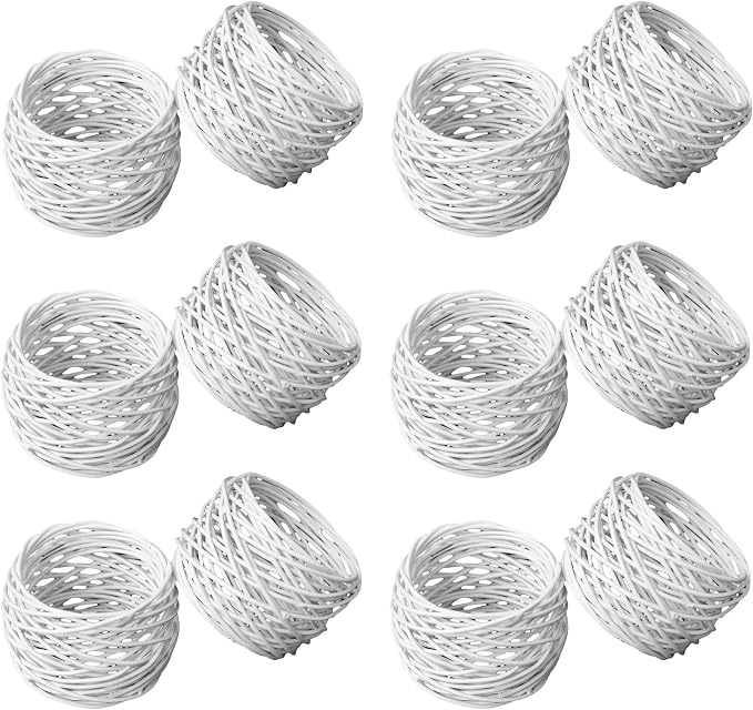 ITOS365 Handmade White Round Mesh Napkin Rings Holder by ITOS365