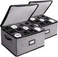 Wine Glass Storage Box with Dividers, 2 Pack Stackable Stemware Storage Cases by HearthHarbor