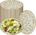 Oval Disposable Paper Plates 50 Count, Heavy Duty Disposable Plates Dinner Plate Microwavable Plates For Everyday Breakfast, Lunch & Dinner Meals (Floral Pattern)