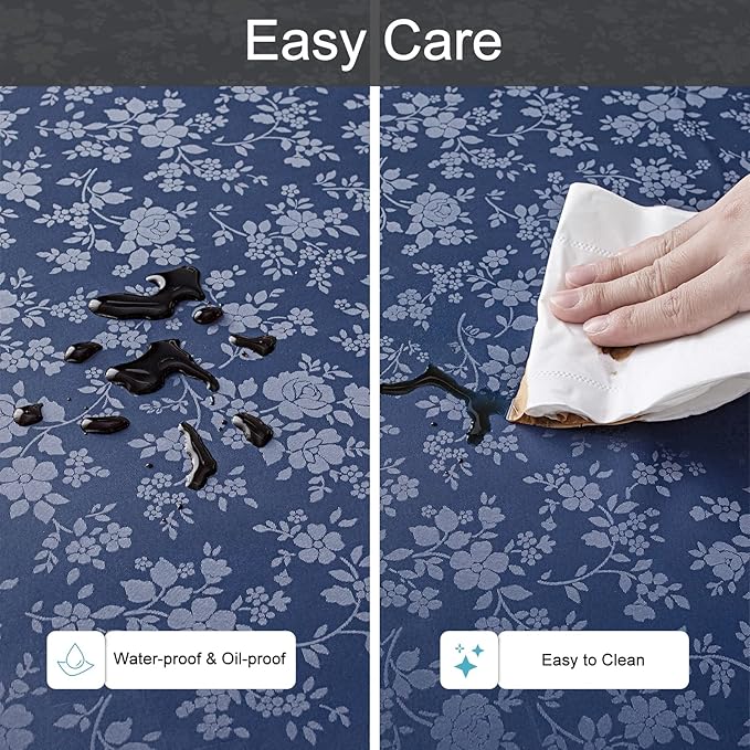 Smiry Rectangle Table Cloth, Waterproof Heavy Duty Vinyl Tablecloths, Wipeable Washable Table Cover for Kitchen and Dining Room (Navy Blue, 60" X 102")