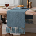 Blue Table Runners 36 Inches Long, Burlap Linen Style Rustic Farmhouse Table by ZEEMARTONLINE