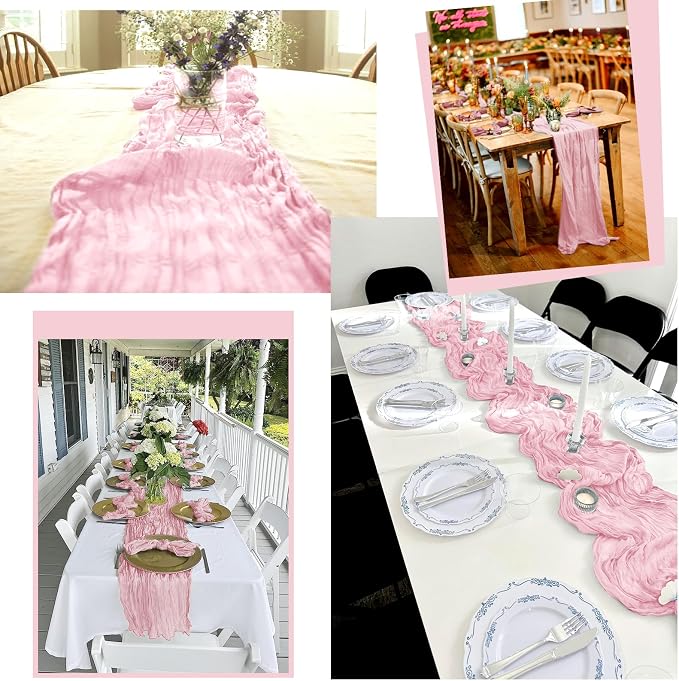 25 Pack Pink Table Runner 17 x 108inch Cheesecloth Table Runner Boho Gauze - Image 7