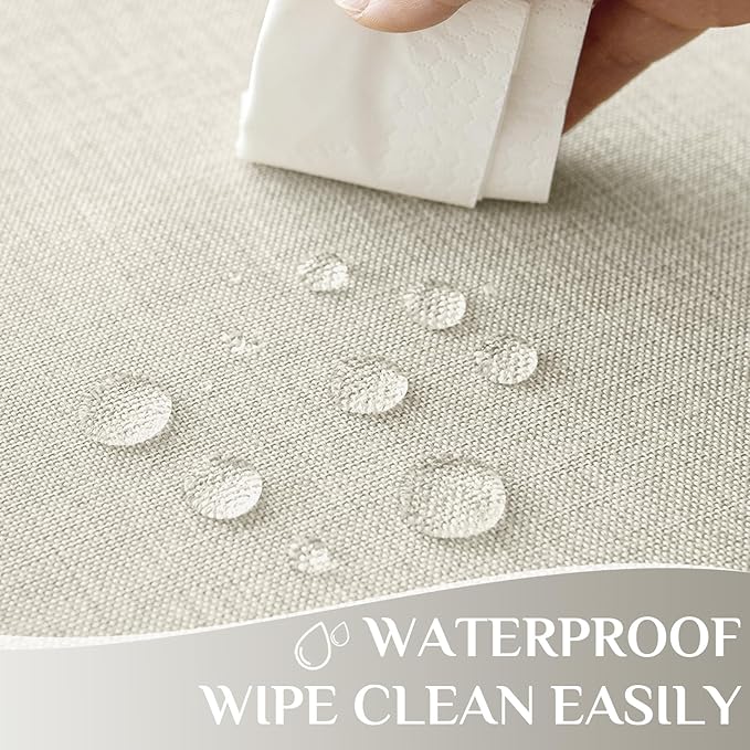 Softalker Cream Table Cloth Rectangular 52 x 70 Inch Linen Textured Outdoor Tablecloth Stain and Wrinkle Resistant Table Cover for Spring,Easter,Summer,Tea Party,Kitchen Boho Decor Small Tabletop