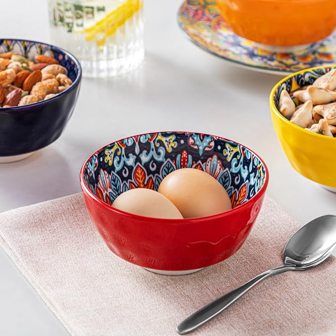 vancasso 12 Oz Ceramic Cereal Bowls Set of 6, Bohemian Soup Oatmeal Bowls | - Image 5