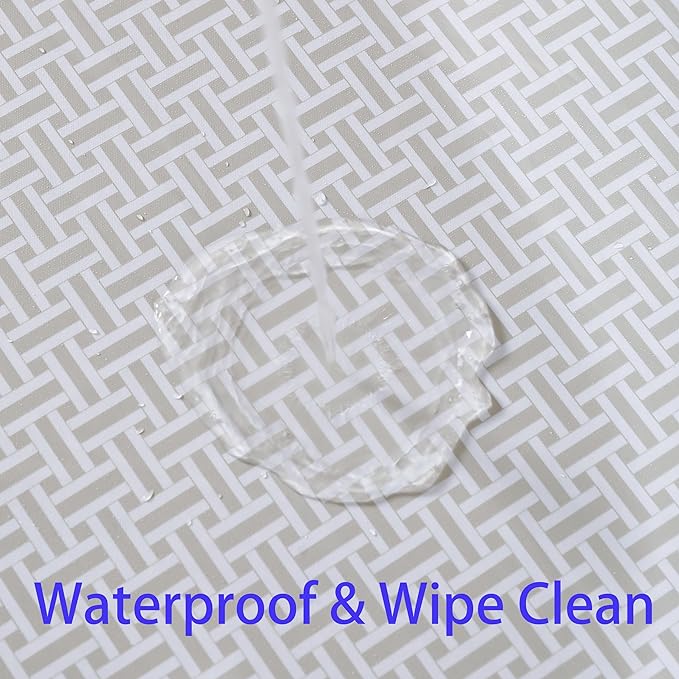 Walrus Round Vinyl Fitted Tablecloth with Flannel Backing Elastic Edge Design Table Cover Waterproof Oil-Proof PVC Table Cloth Stain-Resistant Best for 57"-66" Round