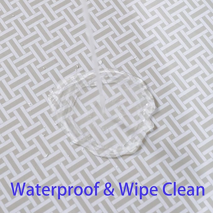 Walrus Round Vinyl Fitted Tablecloth with Flannel Backing Elastic Edge Design Table Cover Waterproof Oil-Proof PVC Table Cloth Stain-Resistant Best for 37"-44" Round