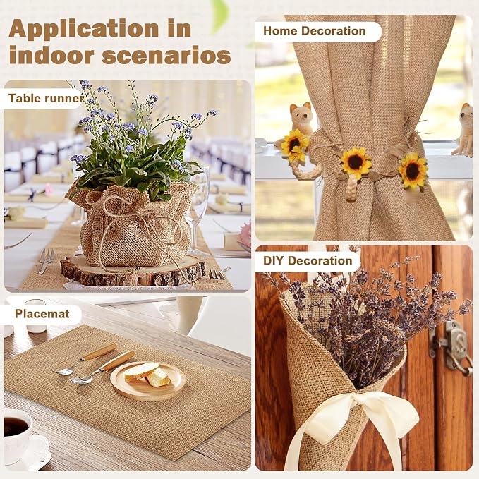 12" x 10 yd Burlap Table Runners, Jute Burlap Runner - Image 6