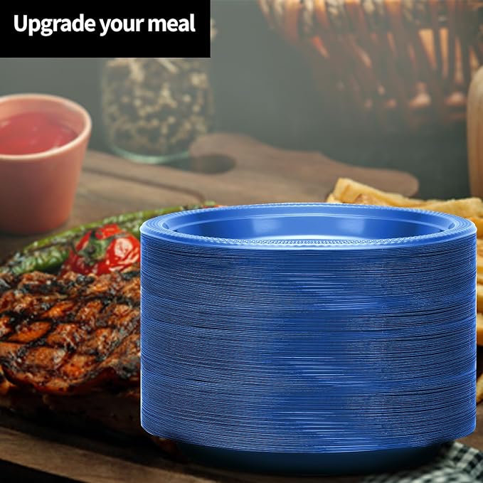 Hanna K. Signature Blue Plastic Plates 7 Inch 600 Count – Heavy Duty Disposable - Image 4