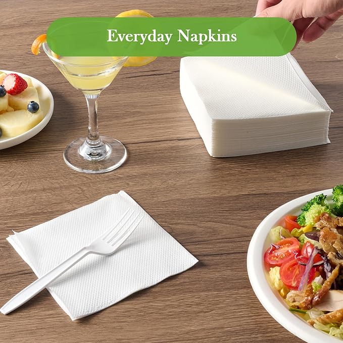 ECOLipak Lunch Napkins Bulk, 2000 Count Everyday Paper Napkins, 4.9×4.9 Inch Folded, 2-Ply Soft And Absorbent for Dinner, Gathering, Bar, Restaurants(9.8×9.8 Inch Unfolded)