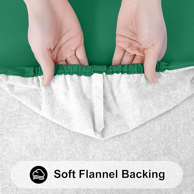 Smiry Rectangle Tablecloth, Elastic Fitted Flannel Backed Vinyl Tablecloths for 8ft Folding Tables, Waterproof Wipeable Table Covers for Indoor, Outdoor, Picnic and Camping (Emerald Green, 30"x96")