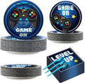 gisgfim 200 Pcs Video Game Party Favors Supplies Paper Plates and Napkins Gaming Birthday Party Decorations for Kids Gaming Serves 50
