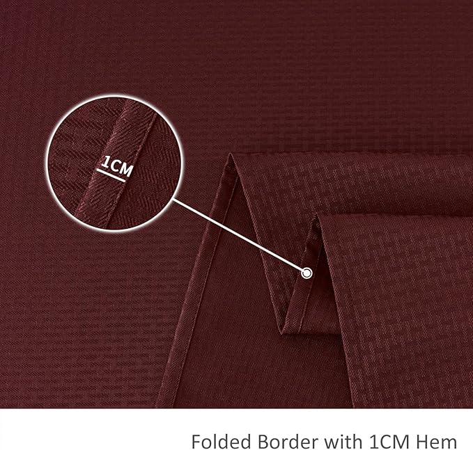 maxmill Square Tablecloth Weaved Texture Stain Resistant Waterproof Wrinkle Free Washable Soft Table Cloth, Decorative Fabric Table Cover for Dining Room Dinner and Parties, 52 x 52 Inch, Burgundy