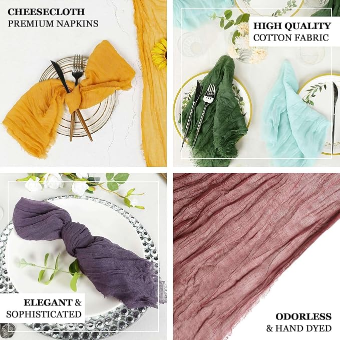 Efavormart 5 Pack 24"x19" Hunter Emerald Green Matte Gauze Cheesecloth Napkins - Image 3