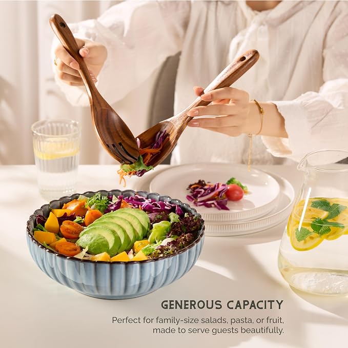 Serving Bowls, Durable Ceramic, Microwave and Dishwasher Safe, Scalloped Shell - Image 4