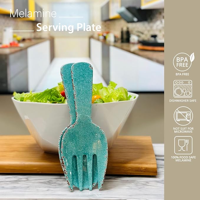 UPware Crackle Melamine Salad Servers, Serving Utensil Set, Includes Serving - Image 3