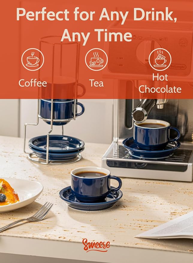 Sweese 8 Ounce Porcelain Stackable Cappuccino Cups - Image 4