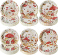 Gerrii 60 Pcs Watercolor Mushroom Party Plates 7 Inch Red Mushroom Birthday by Gerrii