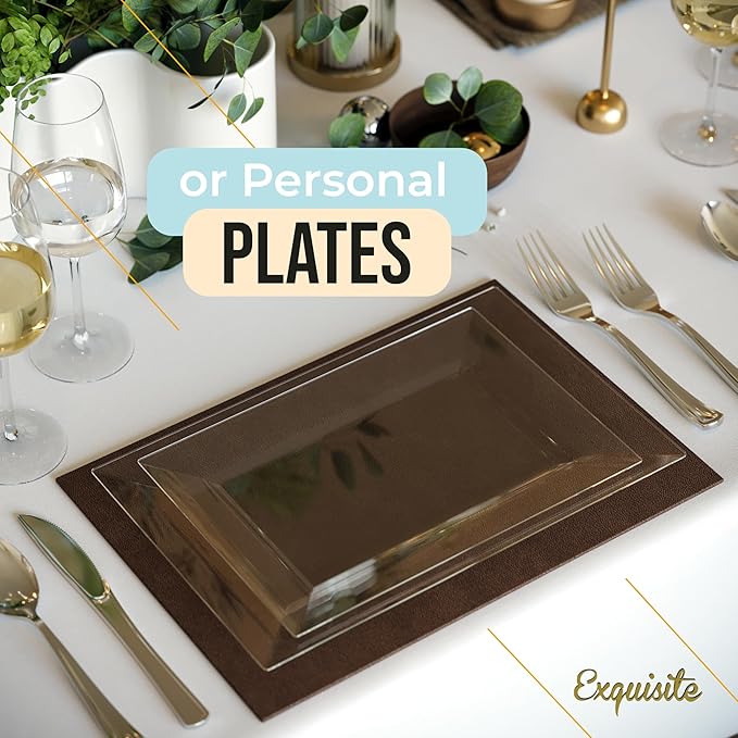 Exquisite Plastic Serving Trays For Party - 40 Pcs 9.5 Inch Clear Serving Platters, Plastic Trays For Food, Clear Tray, Food Tray Disposable Platters For Parties, Catering & Buffet
