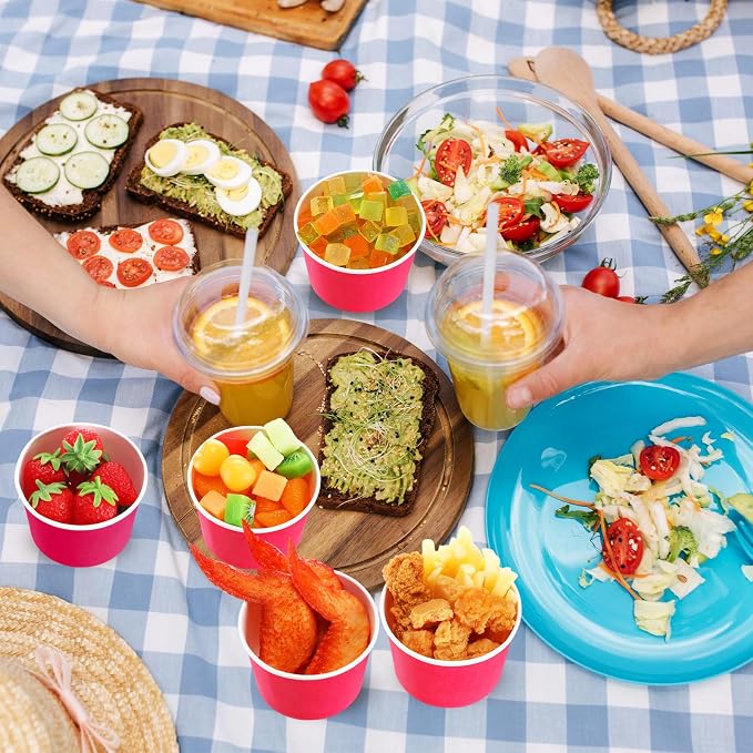 Jingmore Paper Ice Cream Cups 9oz Colored Disposable Dessert Bowls - Image 6