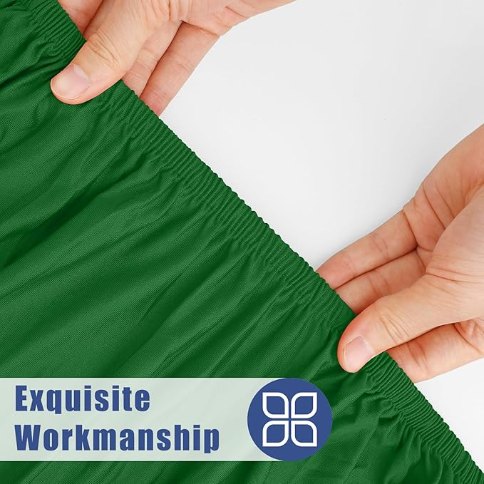 Spandex 5 Foot Rectangle Table Cloth 2 Pack, Elastic Fitted Tablecloths for Picnic, Stretch Washable Patio Table Cover for Outdoor, Camping, Banquet and Parties (Emerald Green, 30"x60")
