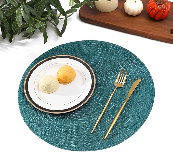 SHACOS Round Placemats Set of 8 Woven Braided Table Placemats 15 inch Circle - Image 8