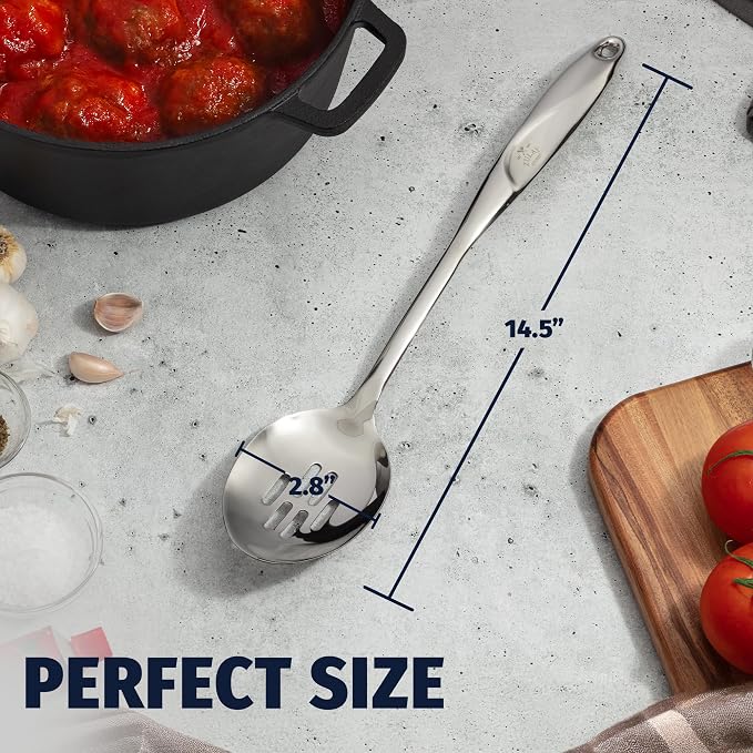 Zulay Kitchen Stainless Steel Slotted Spoon | 15” Large Cooking & Serving Spoon - Image 4