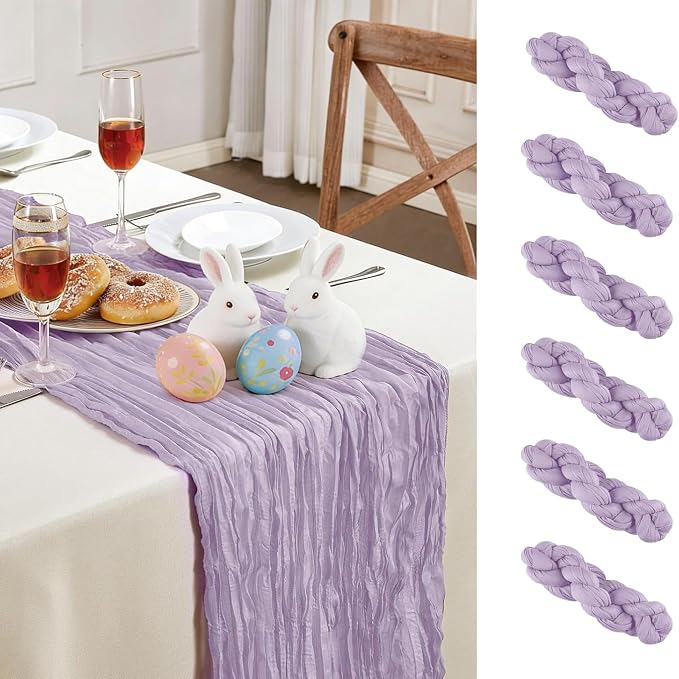 AGIRL 6 Pack Purple Cheesecloth Table Runner 10FT Boho Gauze Home Decor | - Image 2