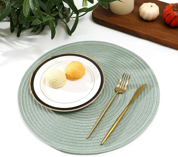 SHACOS Round Placemats Set of 8 Washable 15 inch Round Table Mats Cotton - Image 7