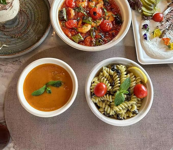 GreenWorks 100 Count 16 OZ Compostable Bowls, White Biodegradable Bagasse and Bamboo fiber Paper Bowls