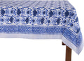 ATOSII Positano Blue 100% Cotton Rectangle Fall Tablecloth, Handblock Floral Linen Table Cloth for Dining Table I Parties Christmas Thanksgiving Grand Millennial Home Decor 72 X 108 Inches I 8 Seater